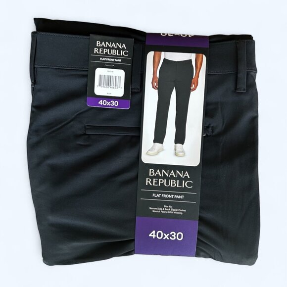 Banana Republic Mens Flat Front Slim Fit Pant Black size 40x30 - Picture 8 of 9